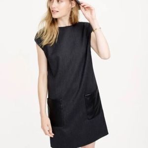 J Crew - black faux leather pocket dress